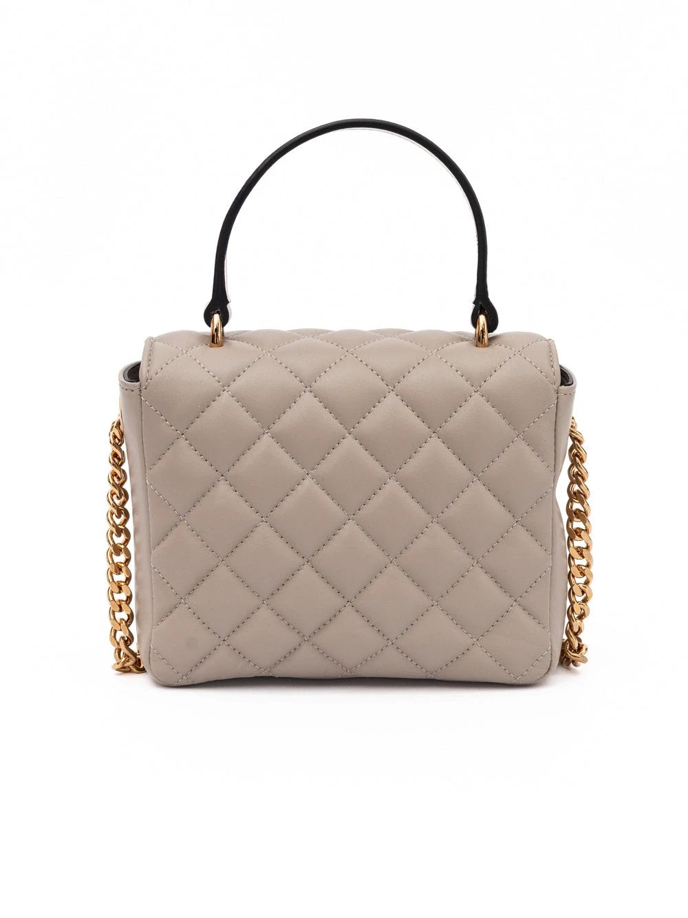 Versace Taupe Quilted Leather Handbag