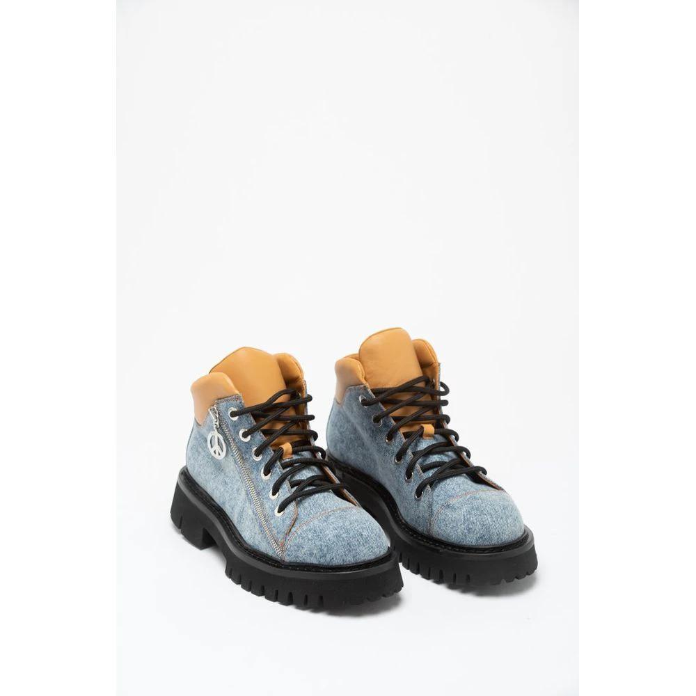 Moschino Multicolor Cotton Lace-Up Boots