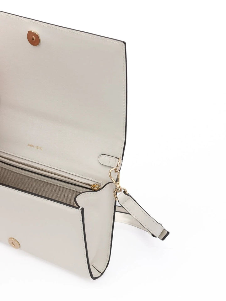 Jimmy Choo White Avenue Leather Shoulder Strap Bag