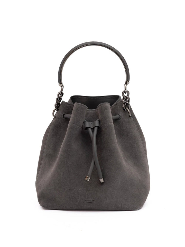 Jimmy Choo Dark Grey Bon Bon Suede Bucket