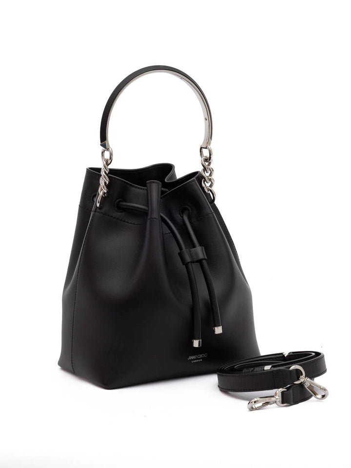 Jimmy Choo Black Bon Bon Leather Bucket