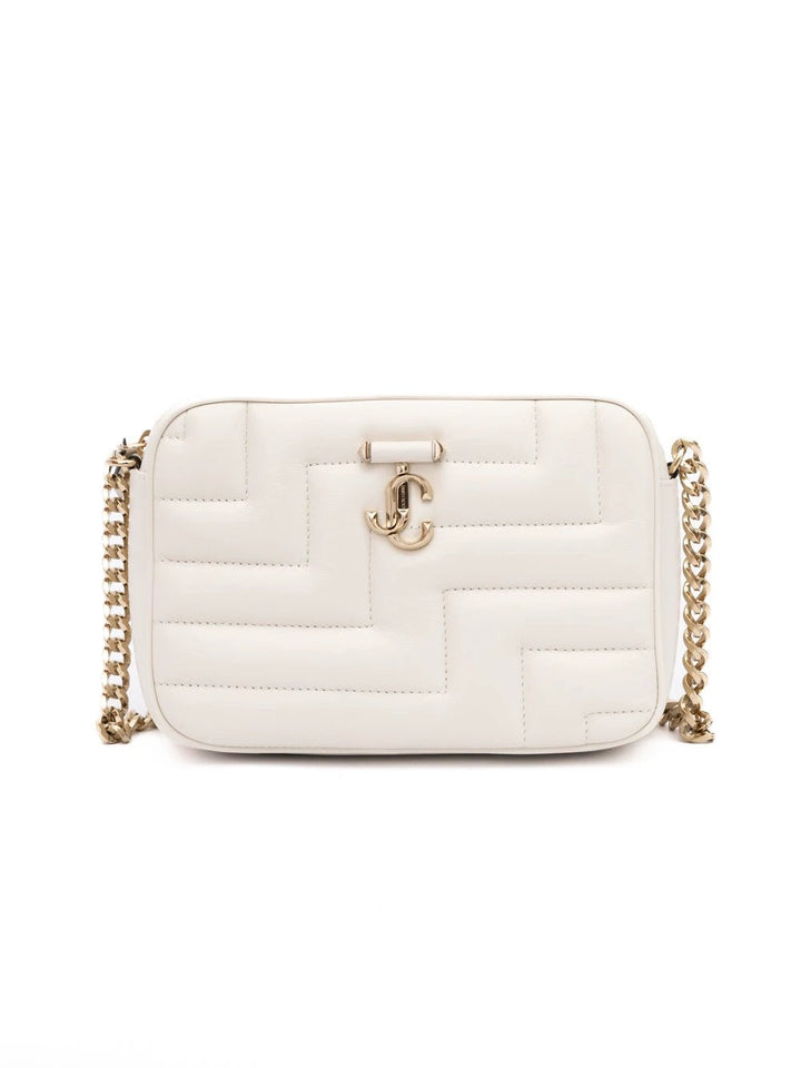 Jimmy Choo White Leather Avenue Camera Crossbody Bag