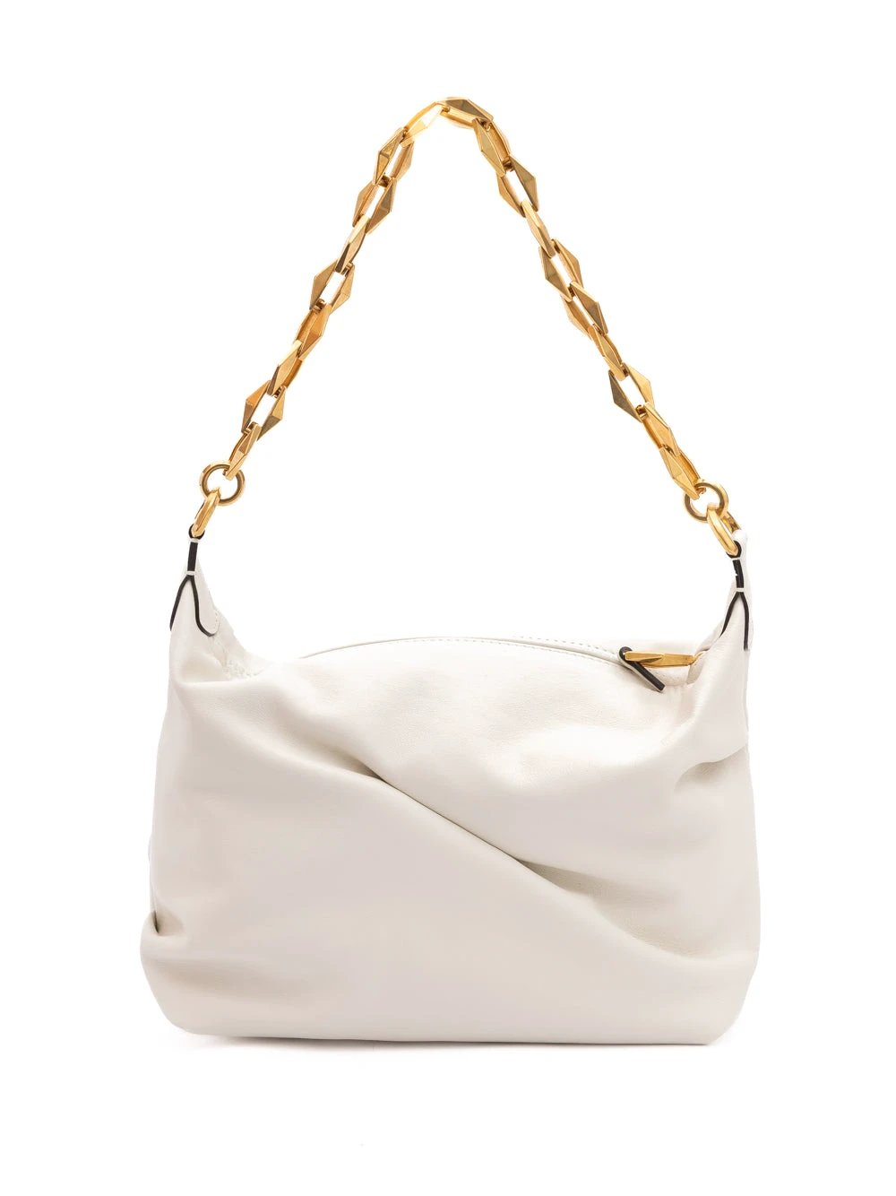 Jimmy Choo White Diamond Hobo Leather Shoulder Bag