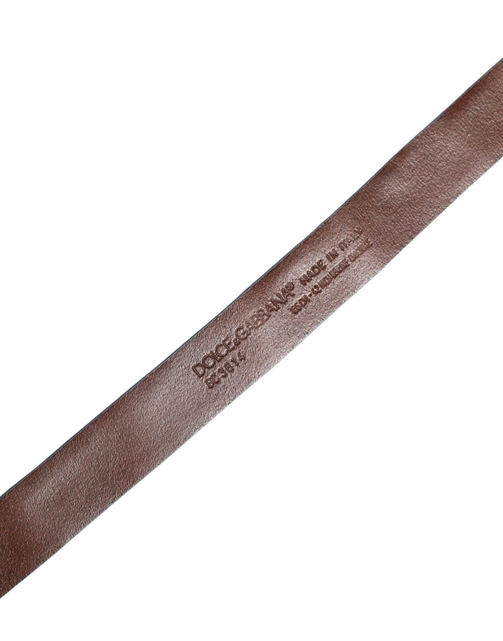 Dolce & Gabbana Navy Blue Leather Gold Tone Metal Buckle Belt