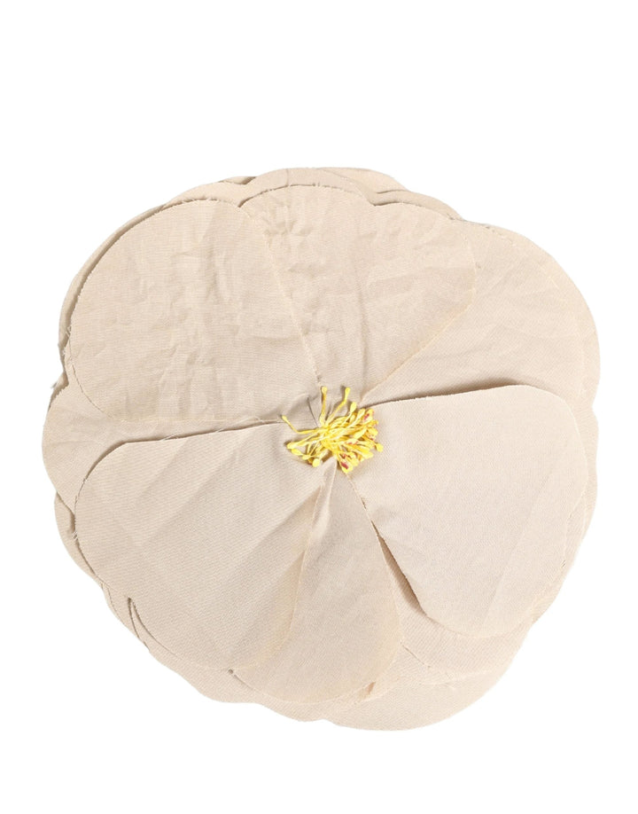 Dolce & Gabbana Beige Floral Motif Silk Blend Poplin Fabric Pin  Brooch