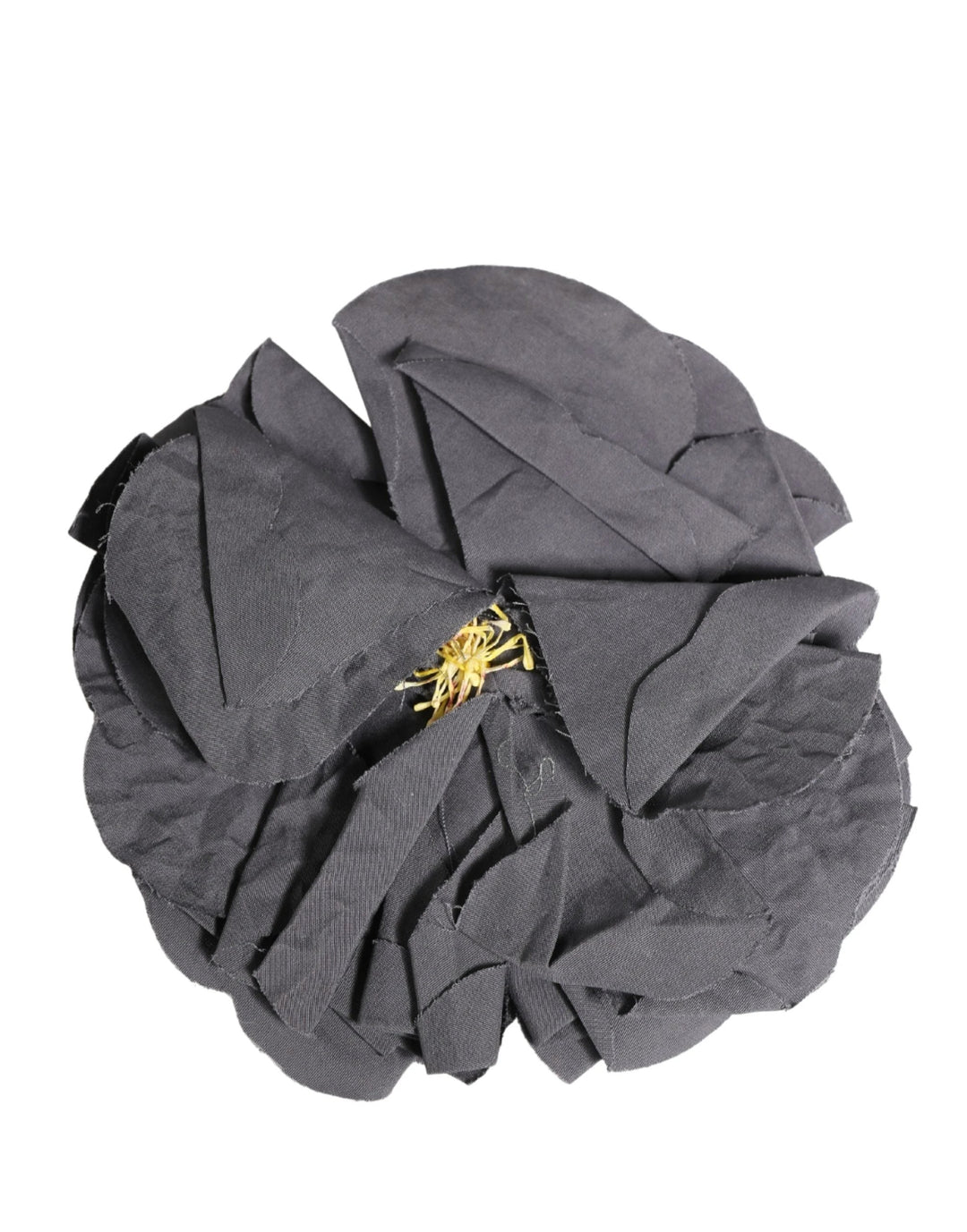 Dolce &amp; Gabbana Gray Floral Motif Silk Blend Poplin Fabric Bar Pin  Brooch