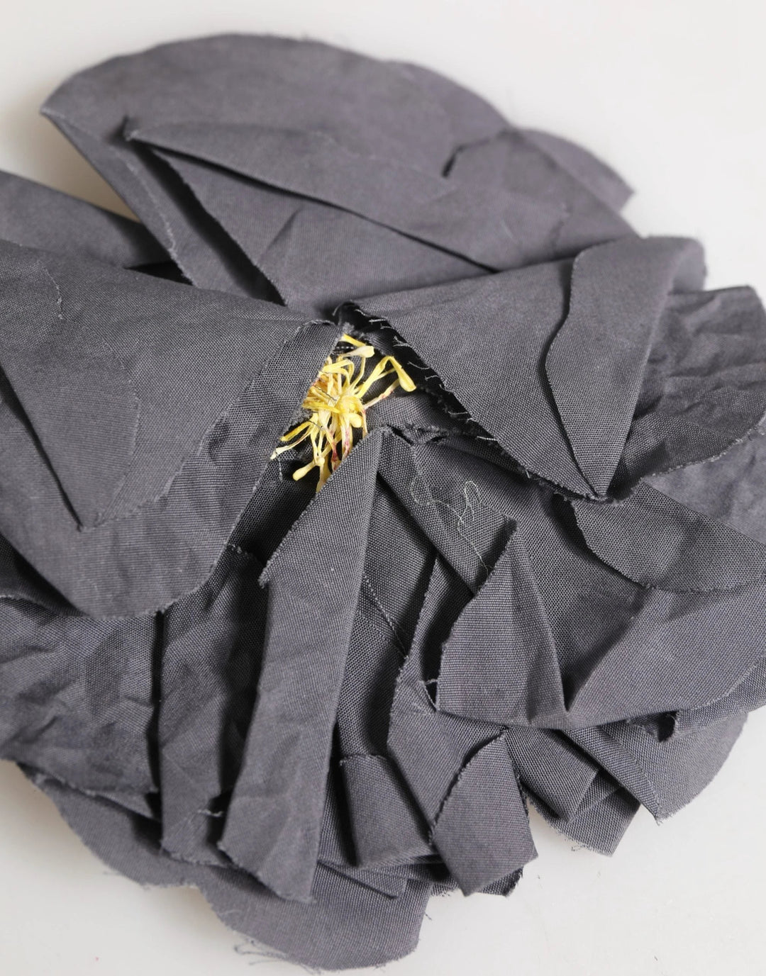 Dolce &amp; Gabbana Gray Floral Motif Silk Blend Poplin Fabric Bar Pin  Brooch