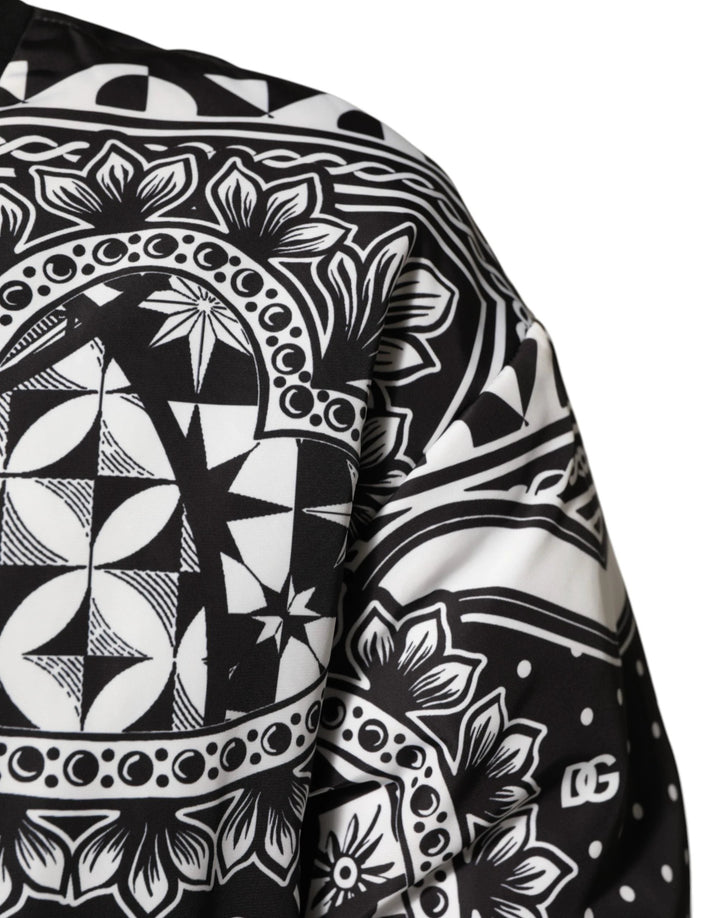 Dolce & Gabbana Black White BandanaPrint Men Bomber  Jacket
