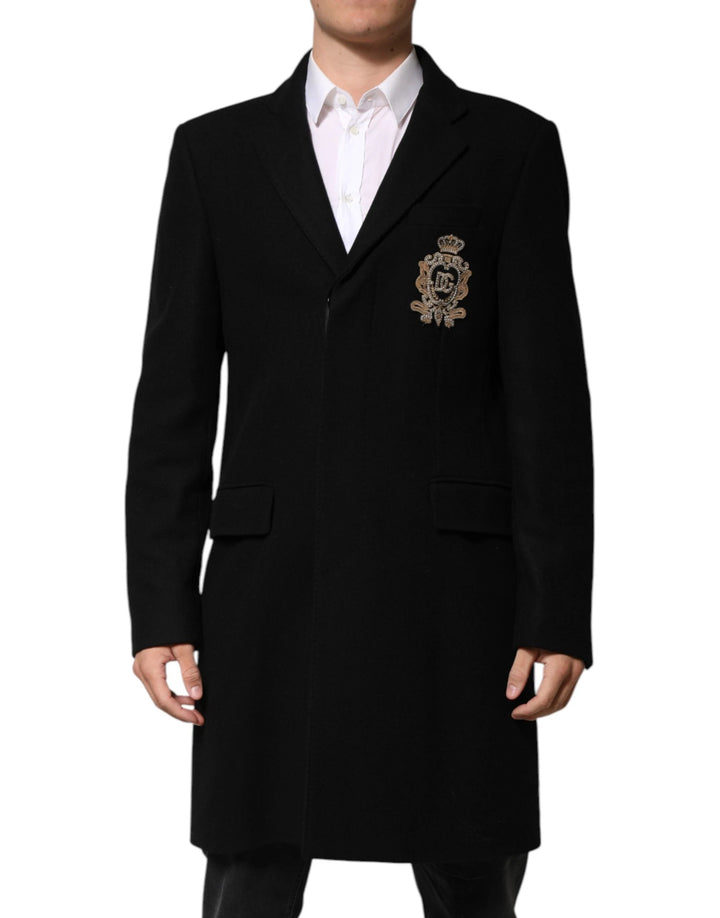 Dolce & Gabbana Black Heraldic Patch Single Breasted Blazer Jacket