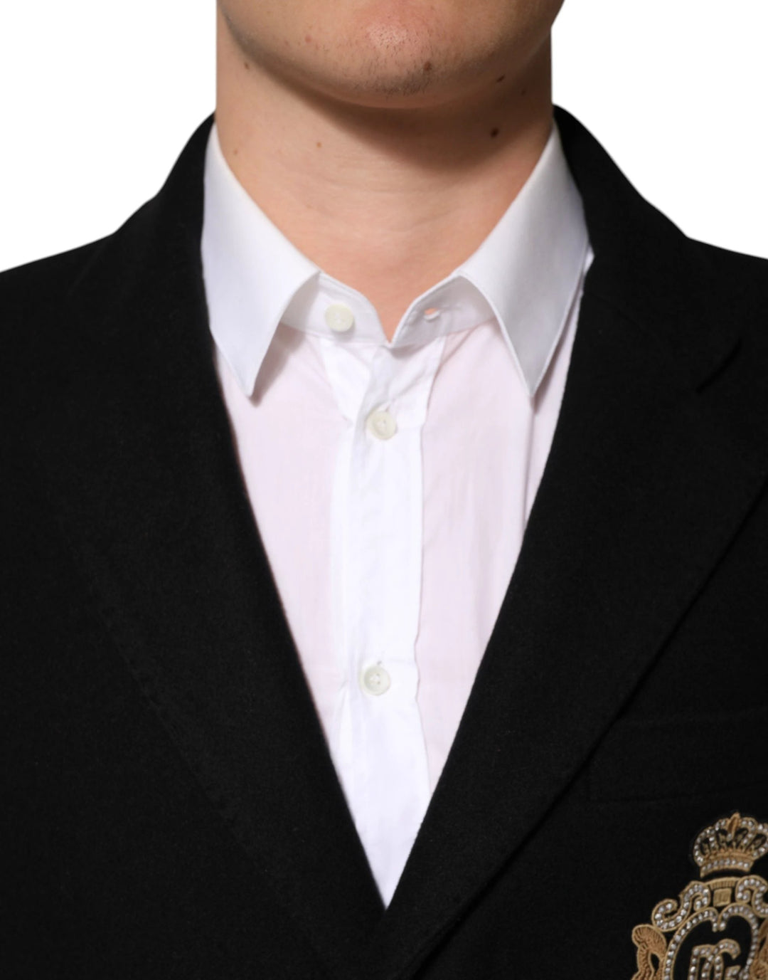 Dolce & Gabbana Black Heraldic Patch Single Breasted Blazer Jacket