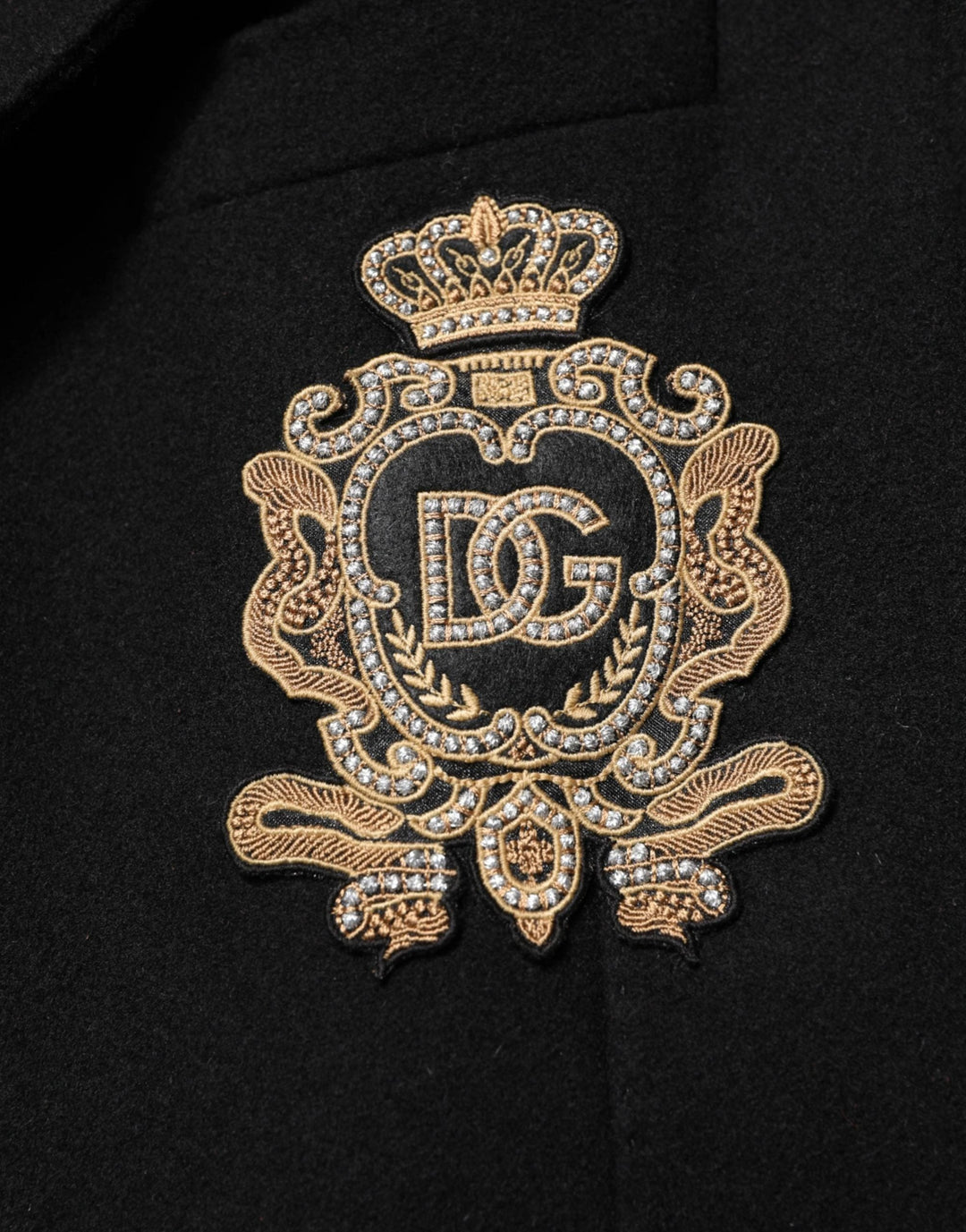 Dolce & Gabbana Black Heraldic Patch Single Breasted Blazer Jacket