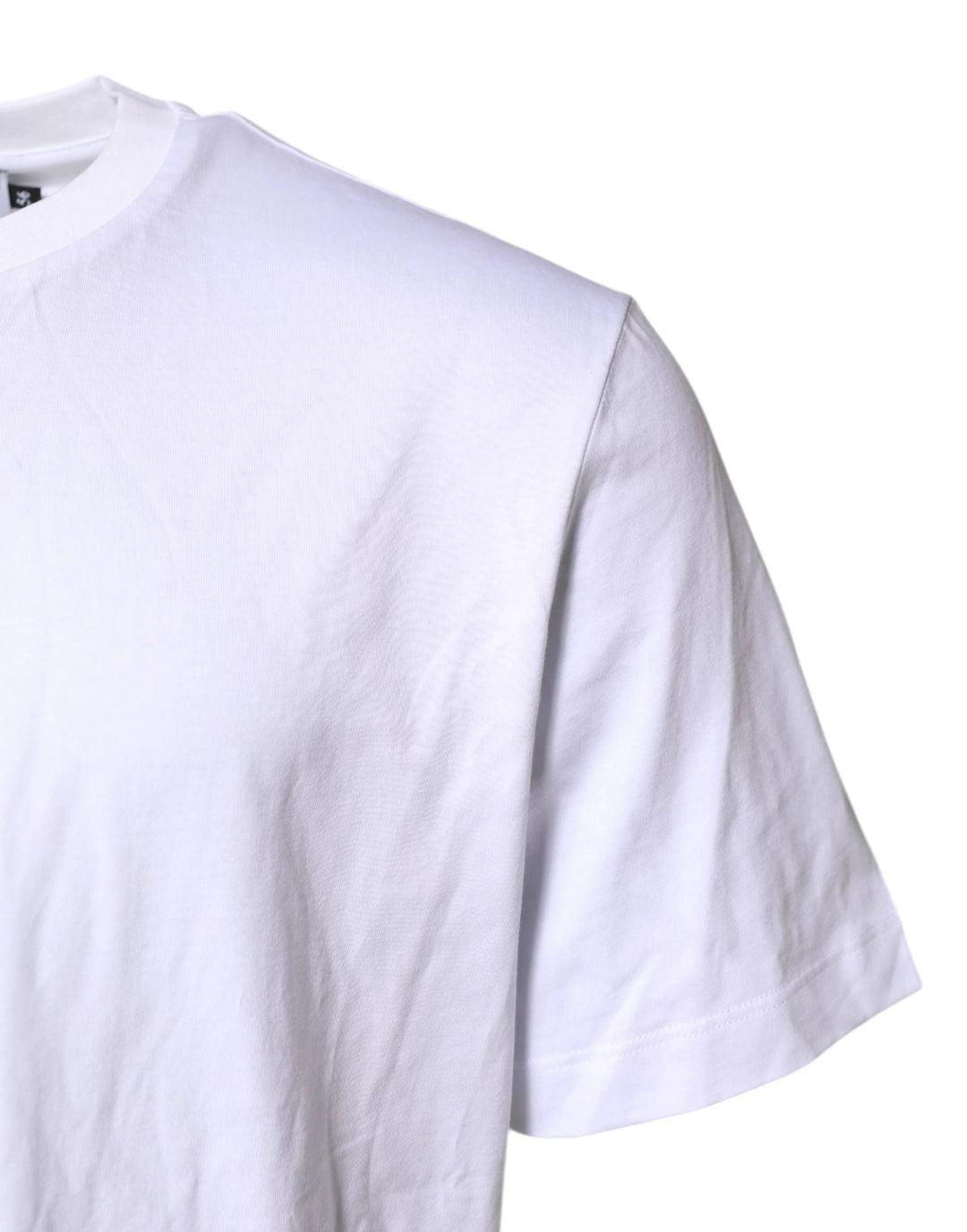 Dolce &amp; Gabbana White Cotton DG Logo Embroidery Men  T-shirt
