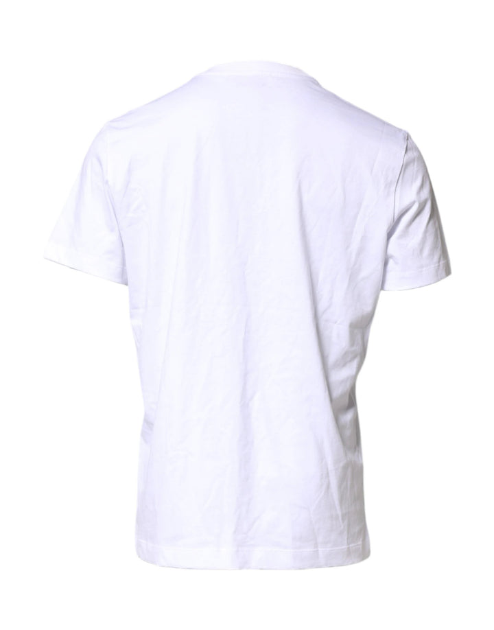 Dolce &amp; Gabbana White Cotton DG Logo Embroidery Men  T-shirt