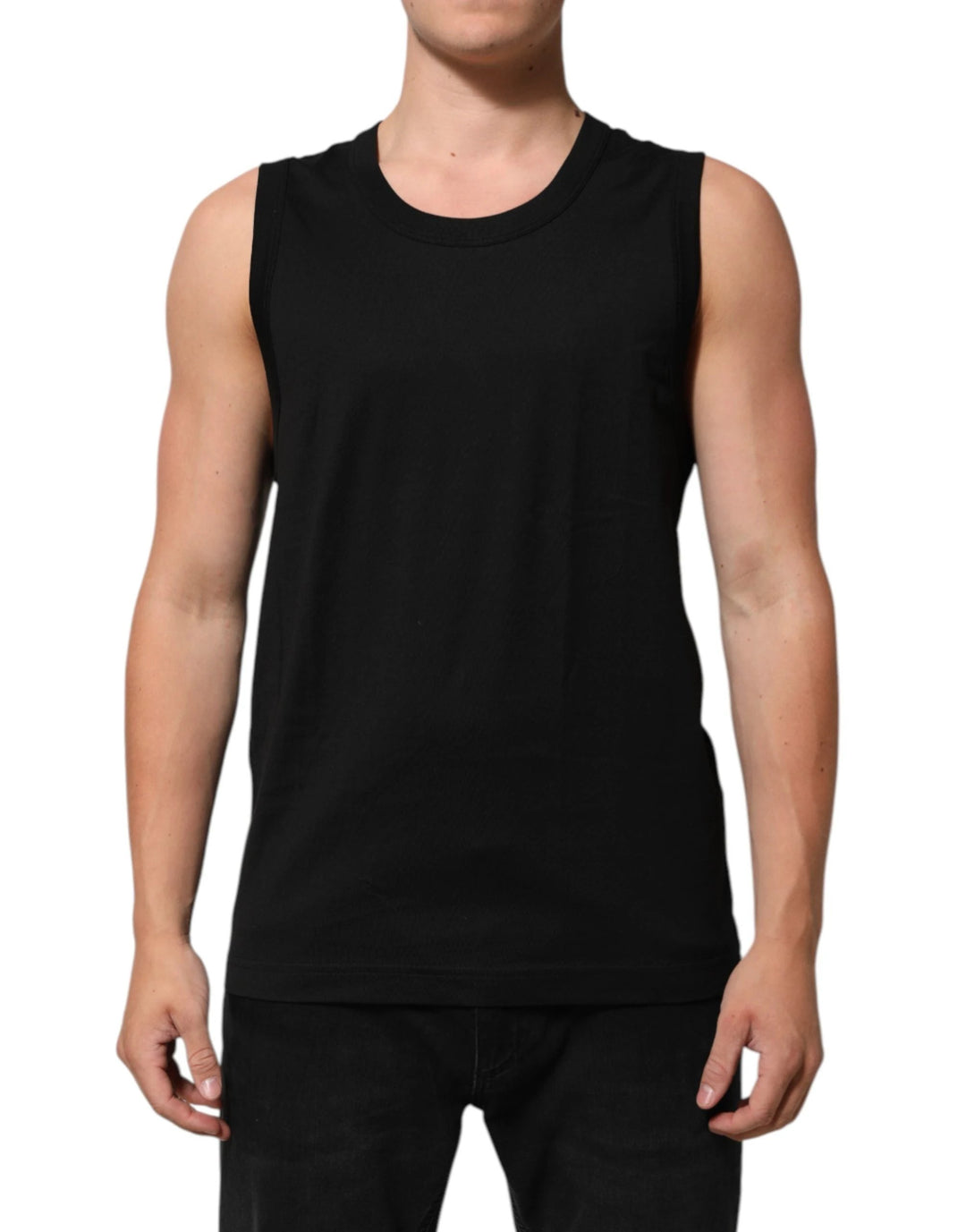 Dolce &amp; Gabbana Black Cotton Sleeveless Men Tank Top T-shirt