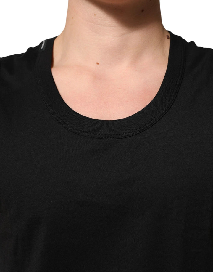 Dolce &amp; Gabbana Black Cotton Sleeveless Men Tank Top T-shirt