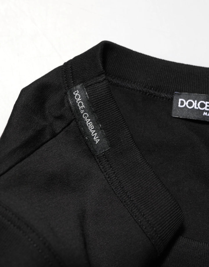 Dolce &amp; Gabbana Black Cotton Sleeveless Men Tank Top T-shirt