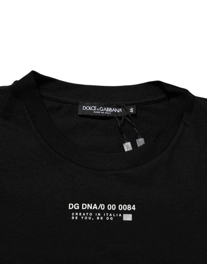 Dolce & Gabbana Black Statement Cotton Crew Neck Men T-shirt