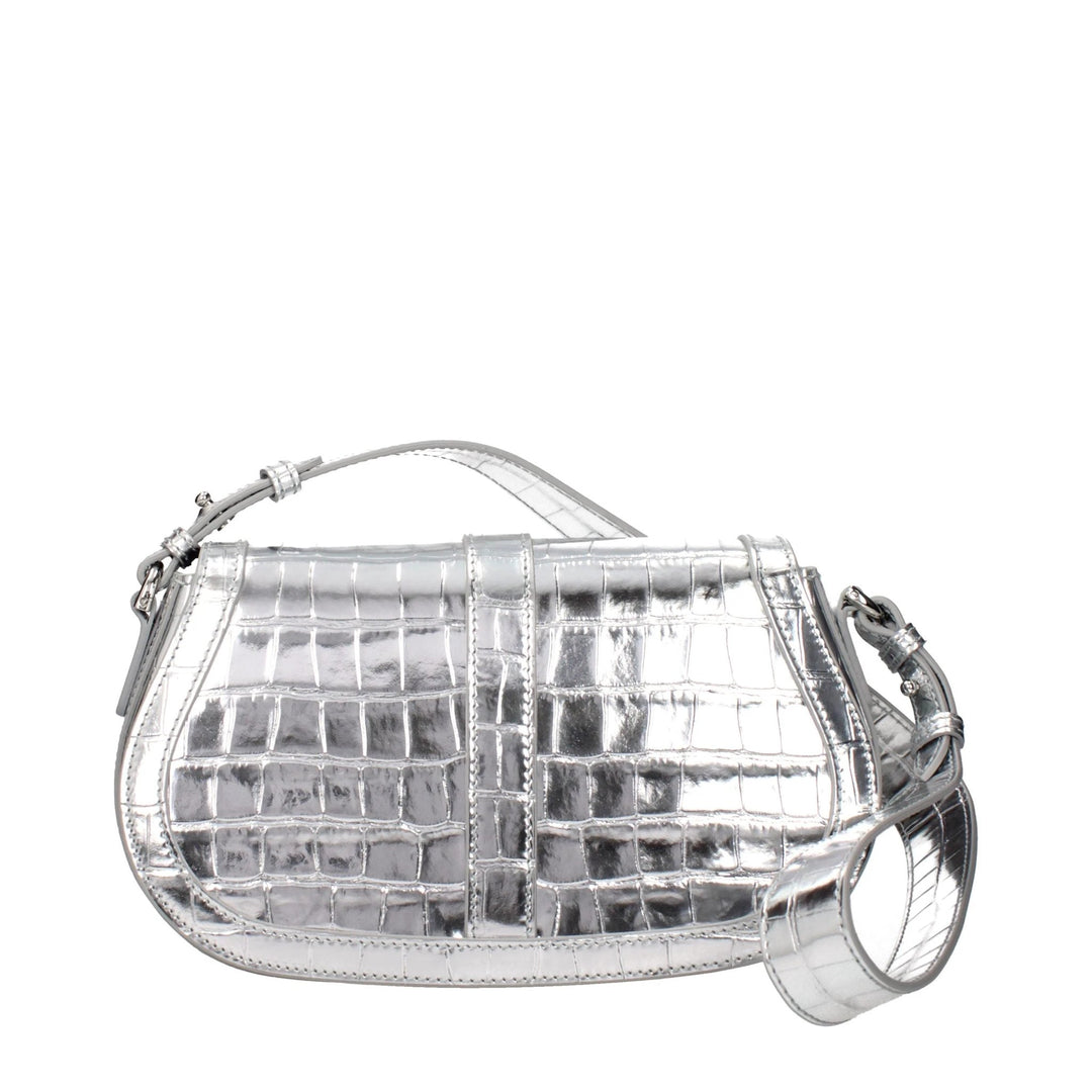 Versace Gray Leather Shoulder Bag