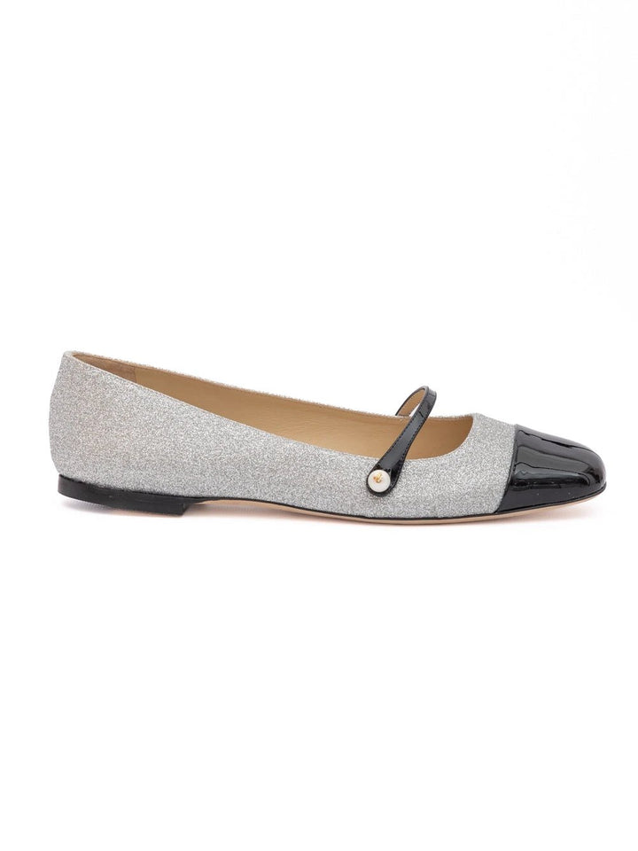 Jimmy Choo Grey Fine Glitter Elisa Flats