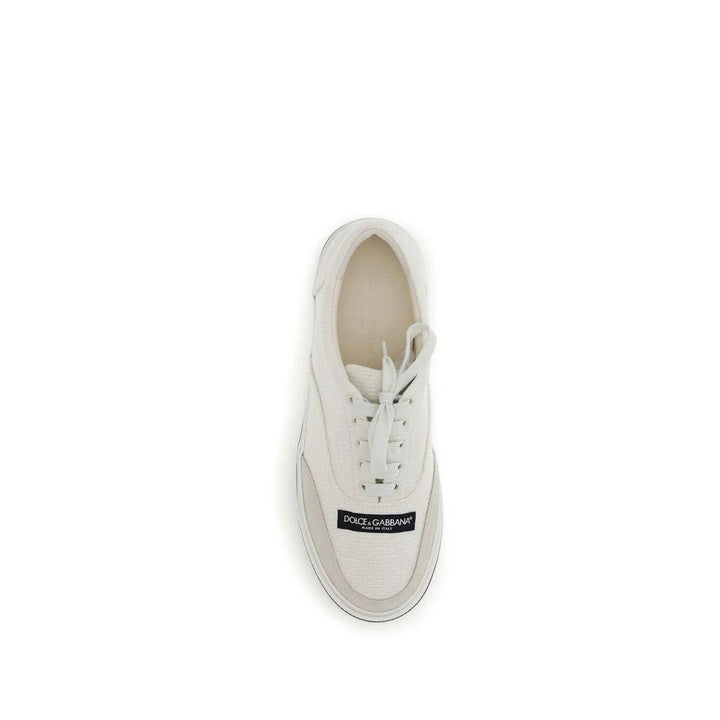 Dolce &amp; Gabbana White Linen Low Top Sneakers