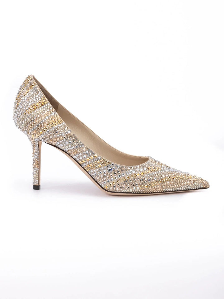 Jimmy Choo Gold Mix Crystal Love 85 Pumps