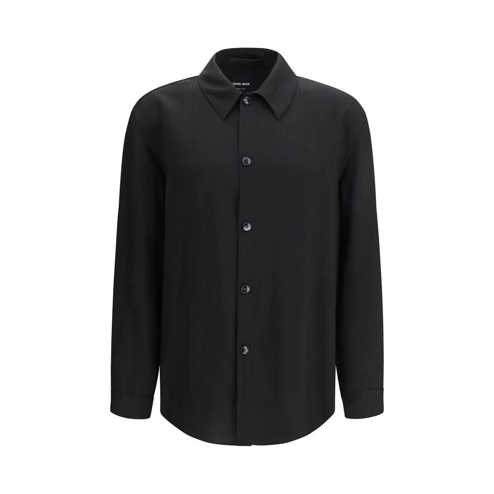 Giorgio Armani Black Viscose Dress Shirt