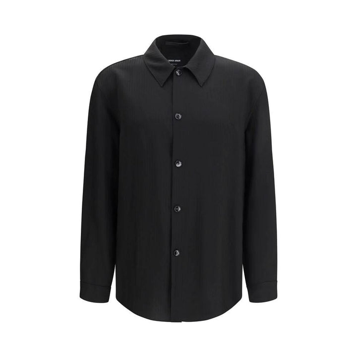 Giorgio Armani Black Viscose Dress Shirt
