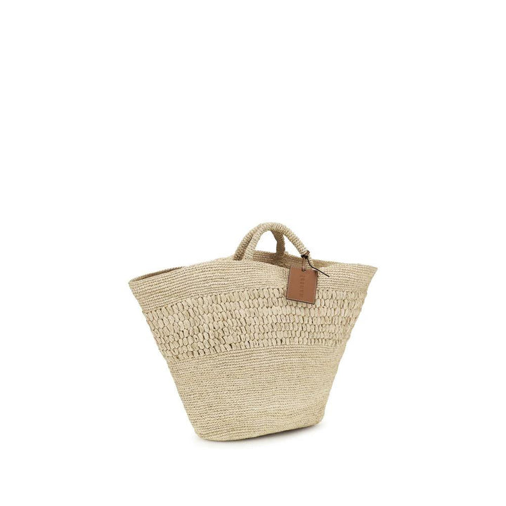 Manebi Beige Raffia Handbag