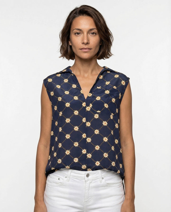 Marni Blue Silk Pattern Shirt