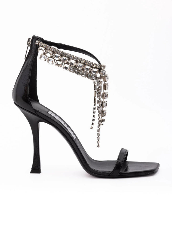 Jimmy Choo Black Leather Verity 100 Sandals