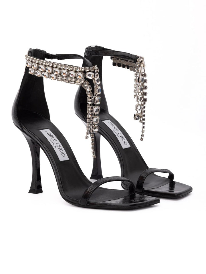 Jimmy Choo Black Leather Verity 100 Sandals