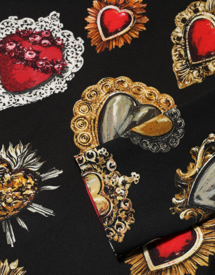 Dolce & Gabbana Black Sacred Heart Print LongSleeve Blouse Top