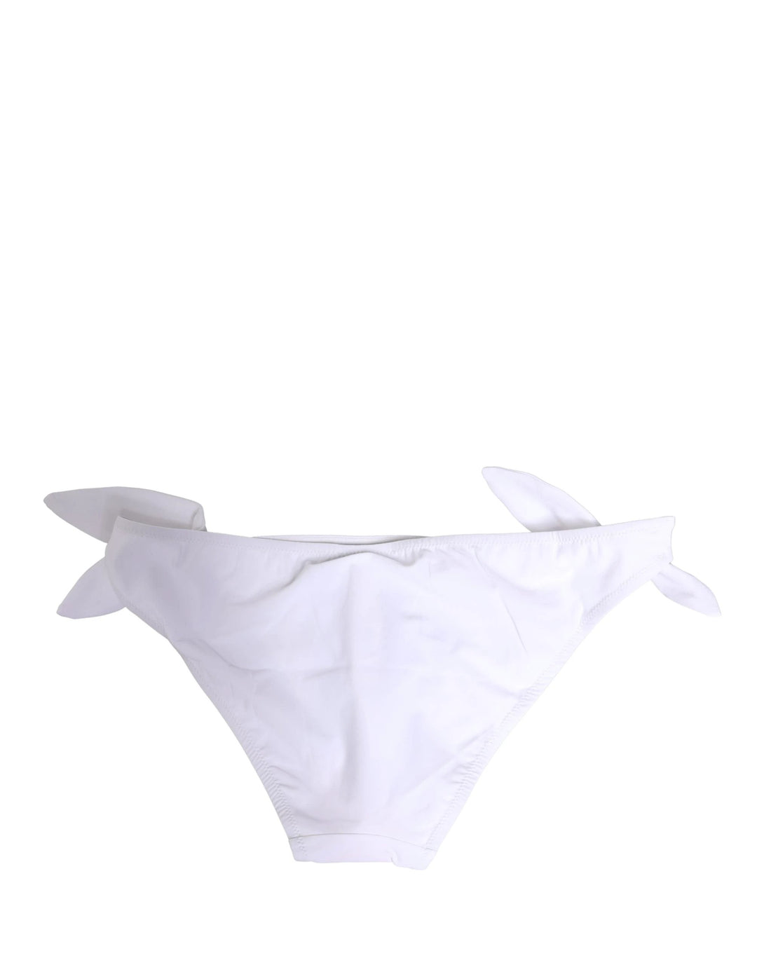 Dolce &amp; Gabbana White Nylon DG Logo Plaque Bikini Bottom Swimwear