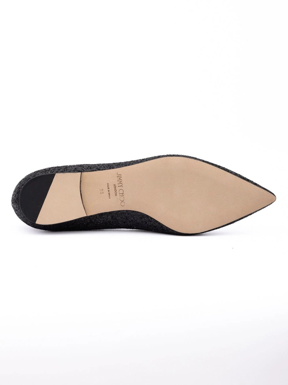 Jimmy Choo Black Coarse Glitter Fabric Alina Ballet Flat