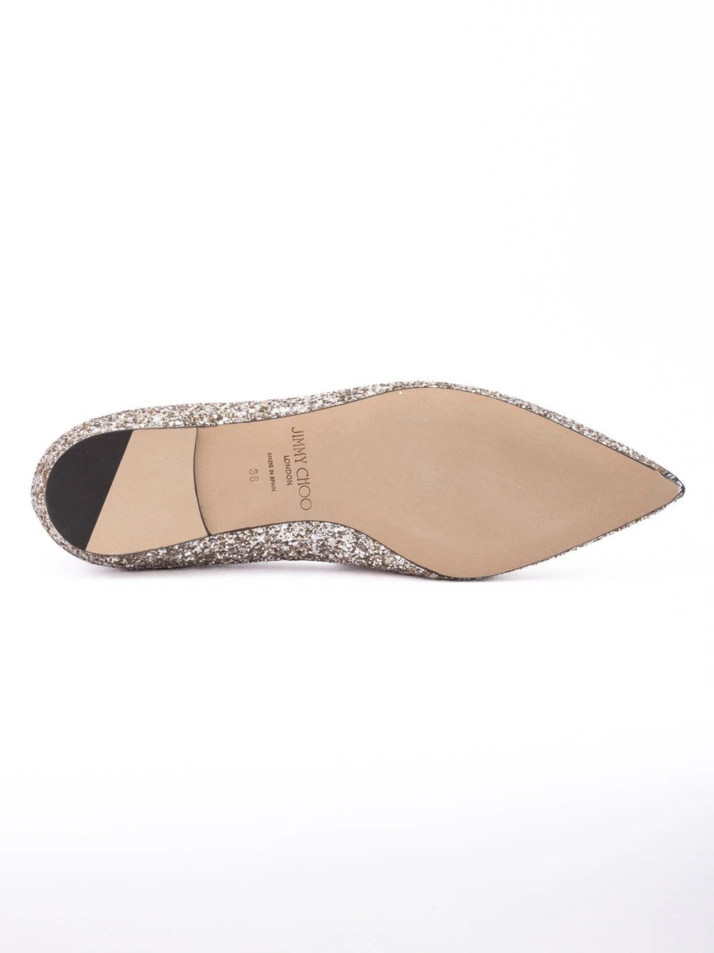 Jimmy Choo Rose Gold Glitter Fabric Alina Ballet Flat