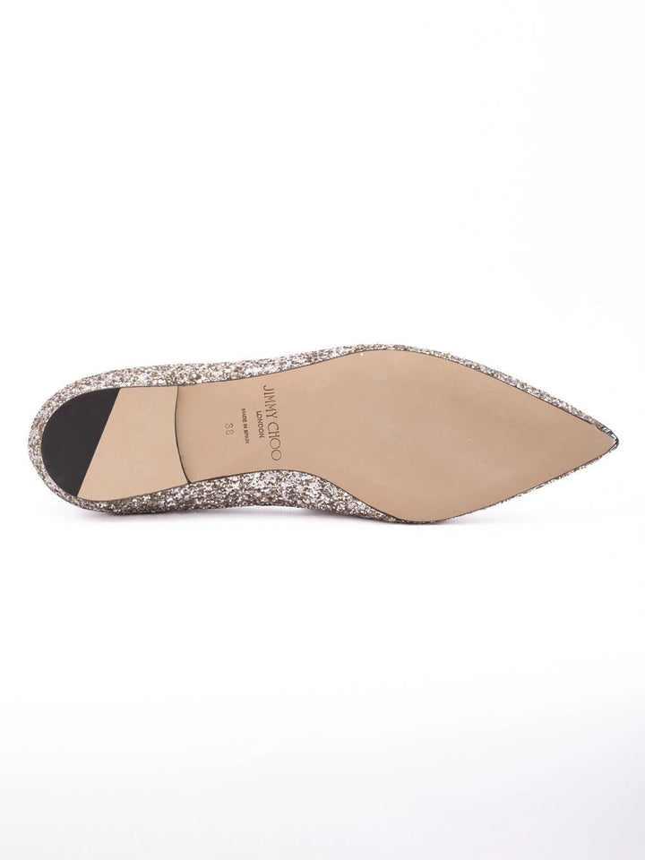 Jimmy Choo Rose Gold Glitter Fabric Alina Ballet Flat