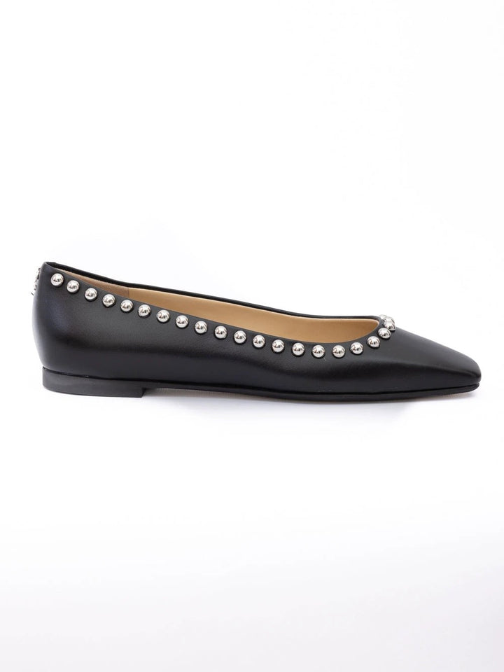 Jimmy Choo Black Leather Dome Studs Mirele Ballet Flat