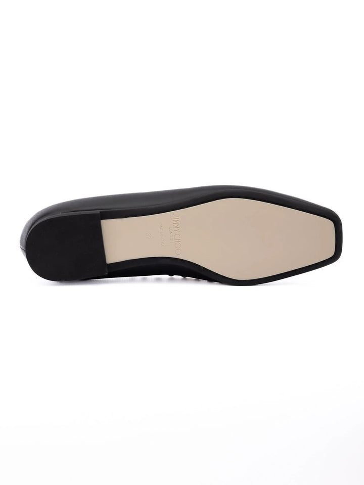 Jimmy Choo Black Leather Dome Studs Mirele Ballet Flat