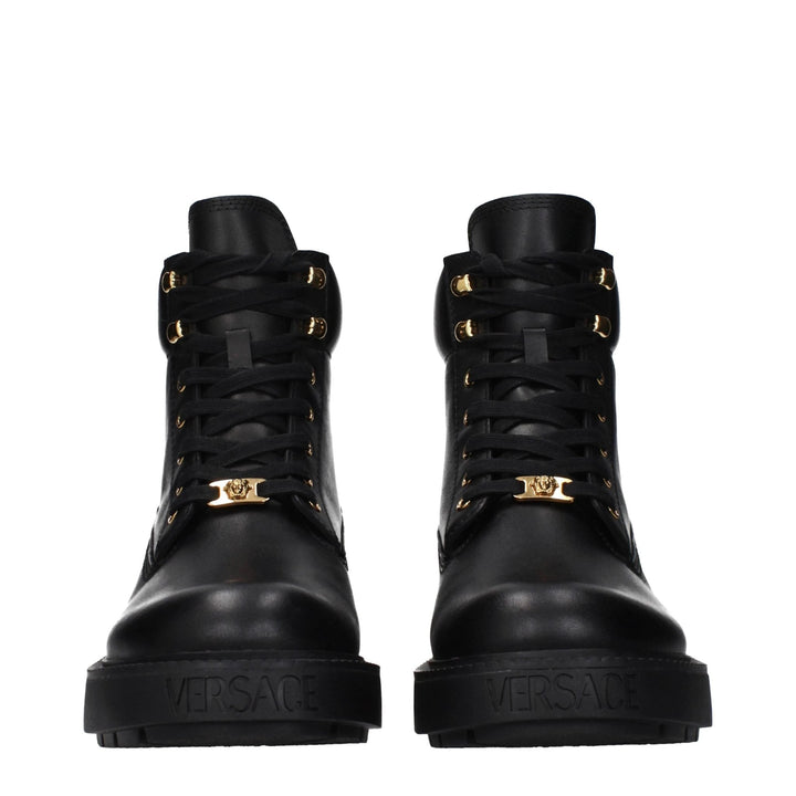 Versace Black Leather Ankle Boots