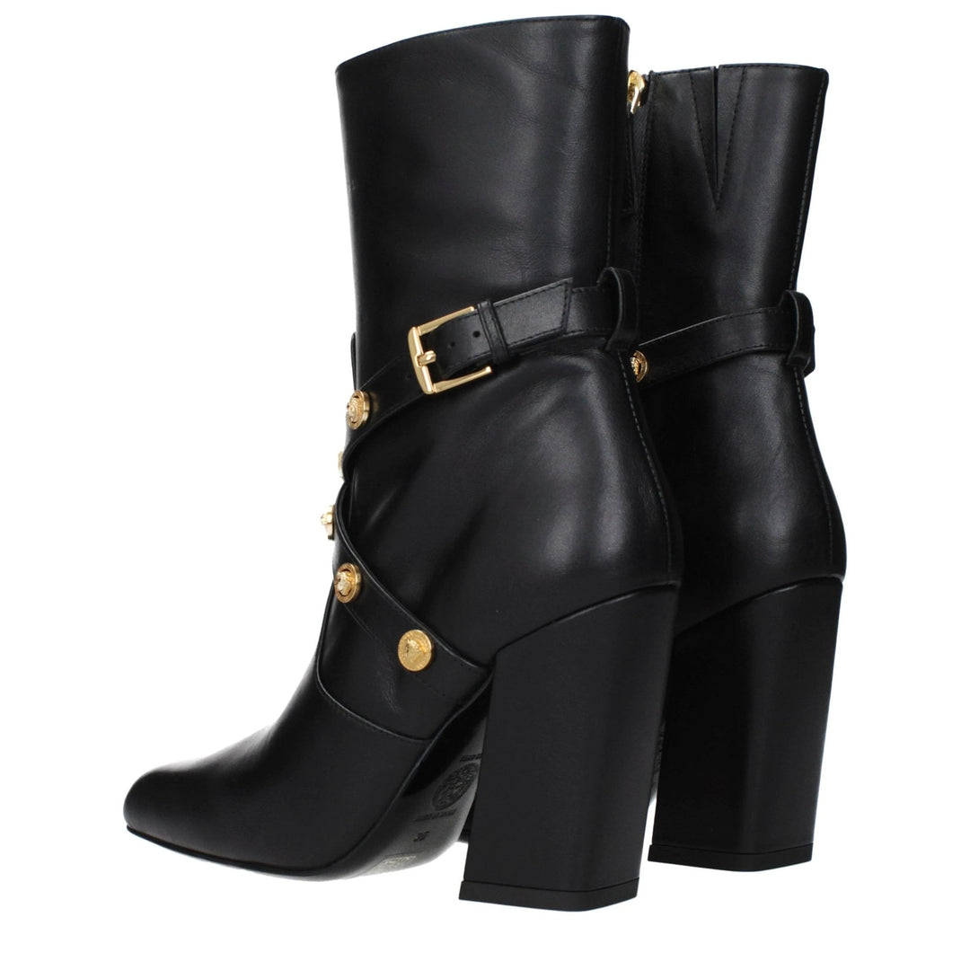 Versace Black Leather Ankle Boots