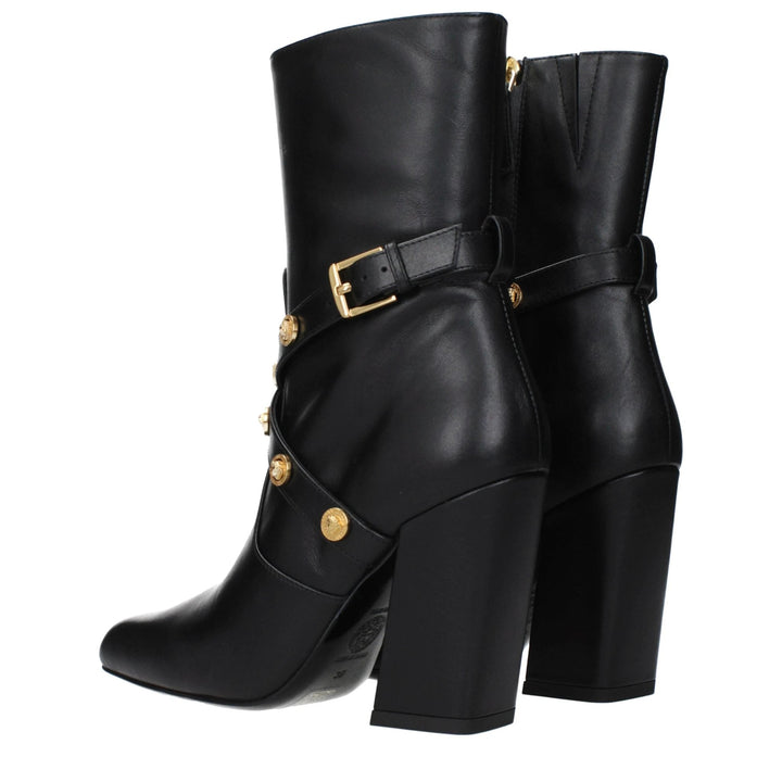 Versace Black Leather Ankle Boots