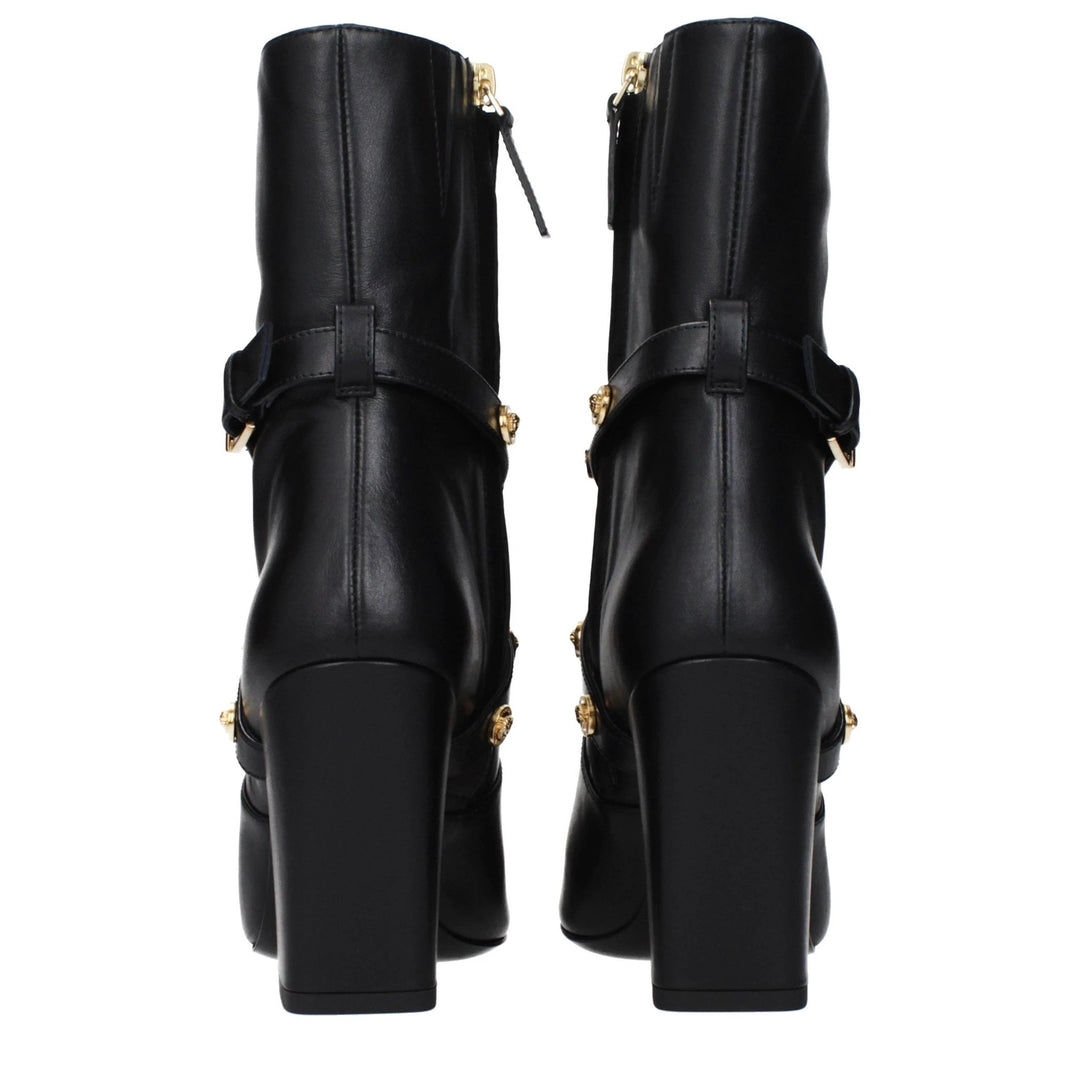Versace Black Leather Ankle Boots