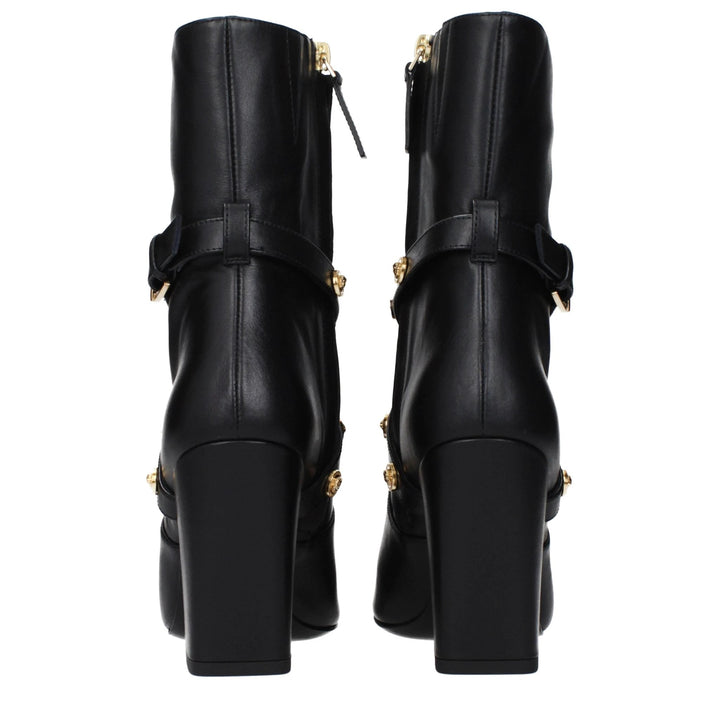 Versace Black Leather Ankle Boots
