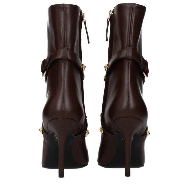 Versace Brown Leather Ankle Boots