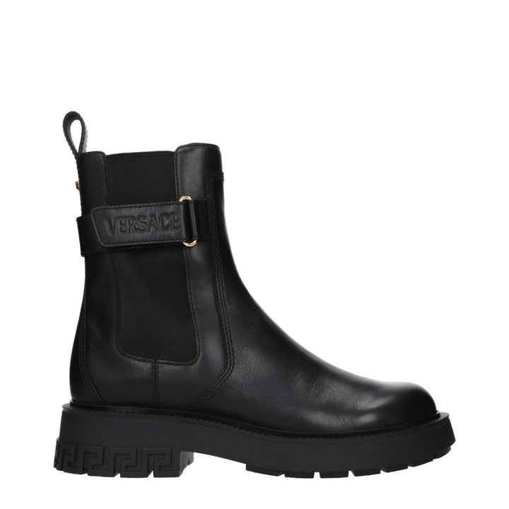 Versace Black Leather Ankle Boots