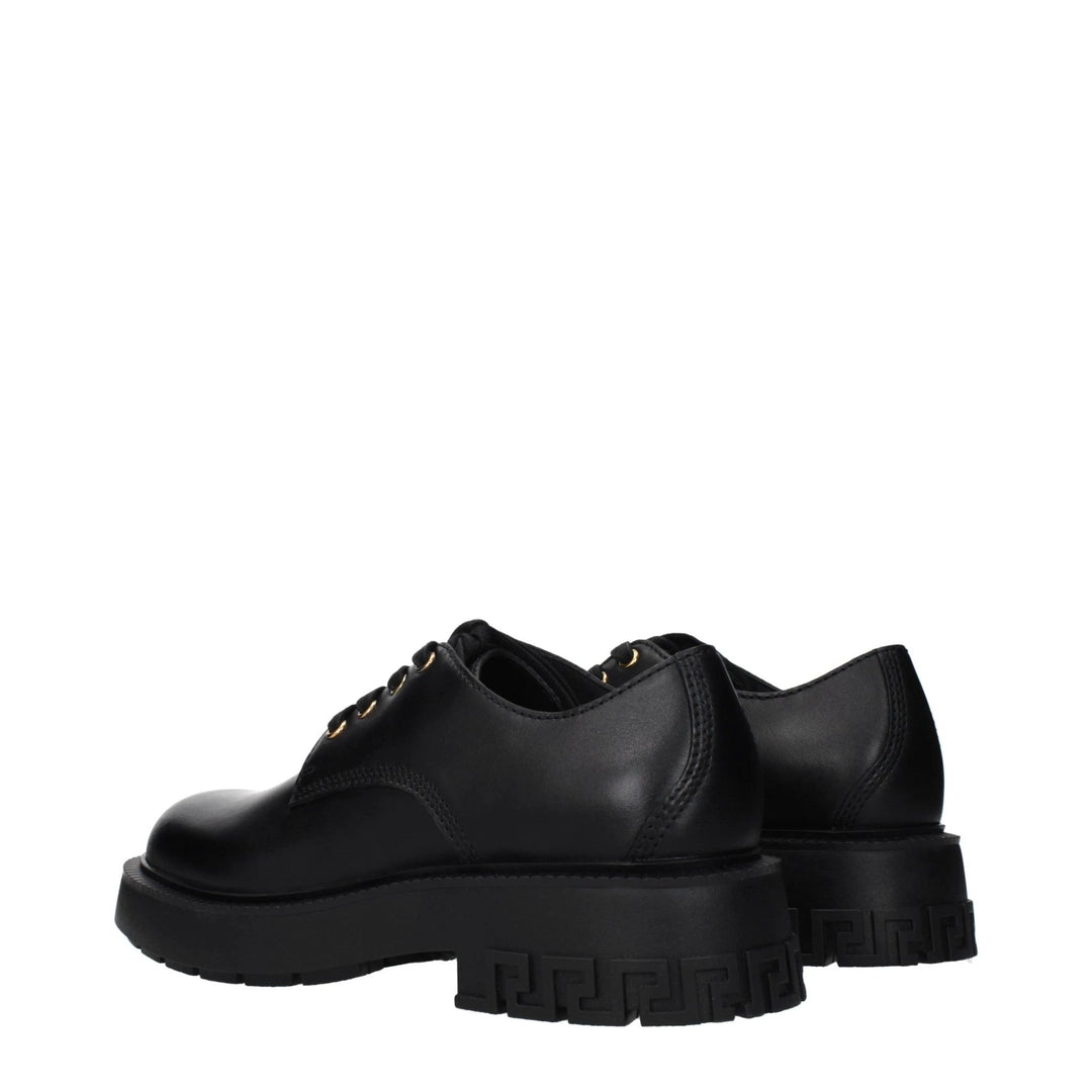 Versace Black Leather Oxfords And Derbies