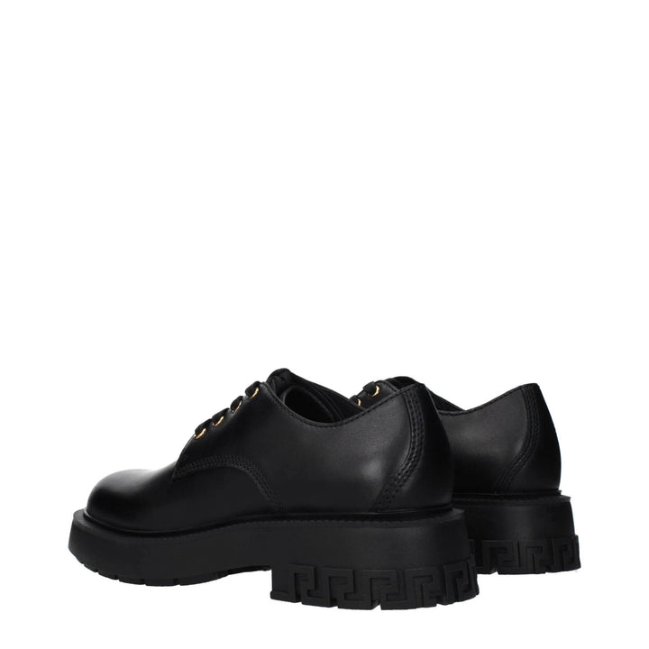 Versace Black Leather Oxfords And Derbies