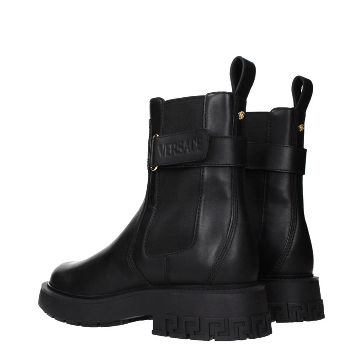 Versace Black Leather Ankle Boots