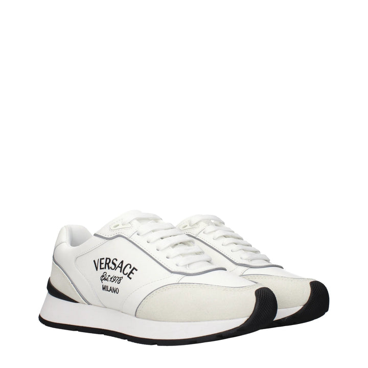Versace White Leather Athletic Sneakers