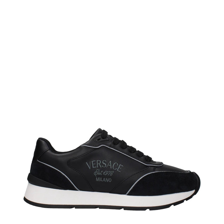 Versace Black Leather Low Top Sneakers